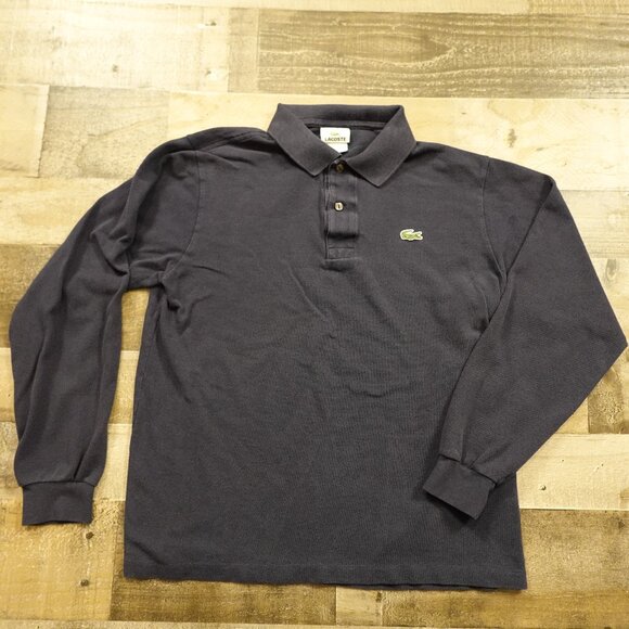 Lacoste Long-Sleeve Polo Shirt Men’s Medium Navy Classic Cotton Croc Logo - Picture 1 of 11